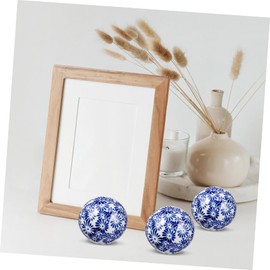 ORFOFE Vintage Style Home Floating Balls Set of 3 Blue White Ceramic Pool Floats for Decor Random Style