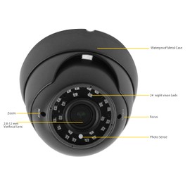 InstallerCCTV Dome Security Camera 4 in 1 Adjustable Wide Angle Analog AHD Camera,1080P HD 2.8-12 mm HD Varifocal Dome Lens, Weatherproof, Indoor Outdoor Black