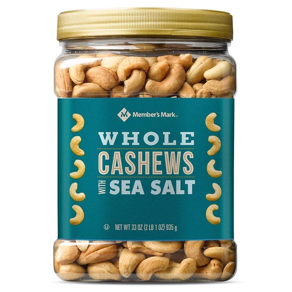 Member's Mark Roasted Whole Cashews with Sea Salt ( 33 oz.) - SCL - PACK OF 2