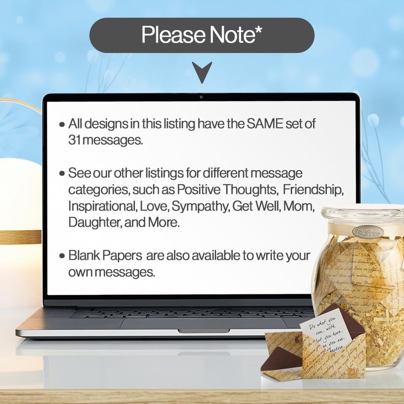 KindNotes Glass Keepsake Gift Jar with Positive Thoughts - Love