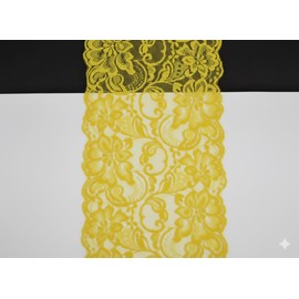 6 Inch X 15 feet Stretch Lace Fabric Ribbon | Yellow | Perfect for DIY Decoration, Sewing and Craft