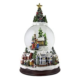 The San Francisco Music Box Company Carolers w/ Tree Top and Village Base Musical Snow Globe