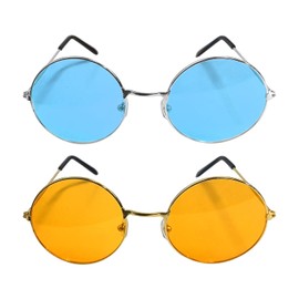 LSYYSL 2 Pieces Of Sunglasses, Retro Fashion Sunglasses, Round Sunglasses, Metal Frame Glasses, Holiday Party Decoration Mirrors