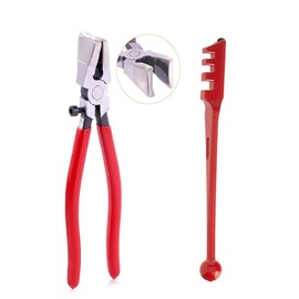 2Pcs Heavy Duty Glass Running Plier and Glass Cutter for Stained Glass, Mosaics, Fusing Work