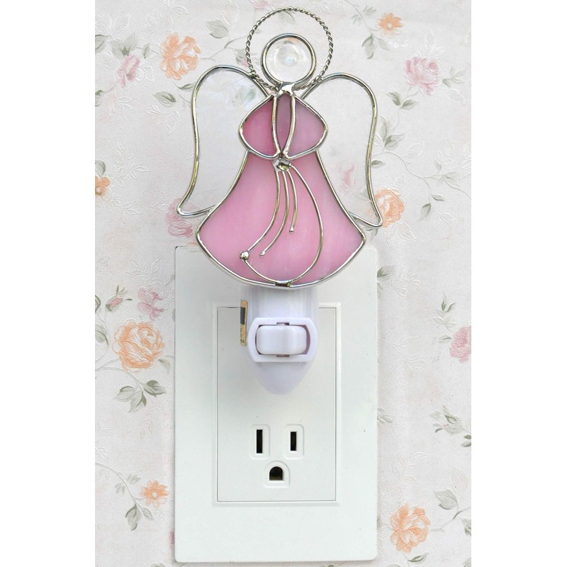 Stained Glass Angel Night Light Decorative Accent Lite Wall Plug