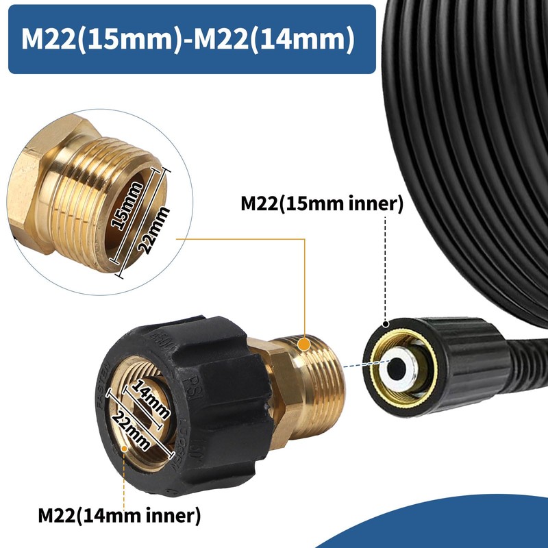 SWAWIS 8 Pieces Pressure Washer Adapter Set, M22-14mm Female Thread