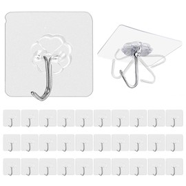 Zuofan Zuofan Haken Selbstklebend, 30 Stck Klebehaken Transparentes Selbstklebende Haken Extra Stark, Handtuchhalter Ohne Bohren fr Kche Badezimmer, Handtuch, Mantel, Schlssel