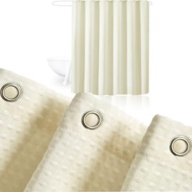 JOSVRAC Beige Shower Curtain Water Resistant Quick Dry Polyester Bathtub Tub Curtain,Shower Curtain with 12 Hooks for Wet Room Bathtub Shower Stall,beige Bathroom Curtain Set 150x180cm