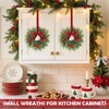 4 Pcs 11”Mini Christmas Cabinets Wreaths for Kitchen, Small Artificial