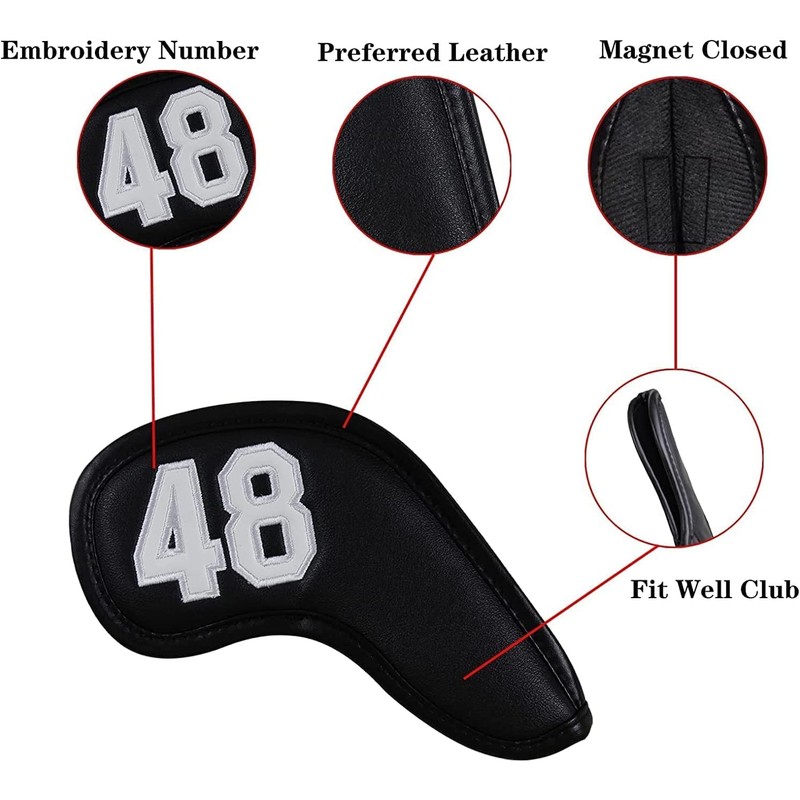 Prof 7Pcs Leather Wedge Golf Iron Head Covers Protective Club