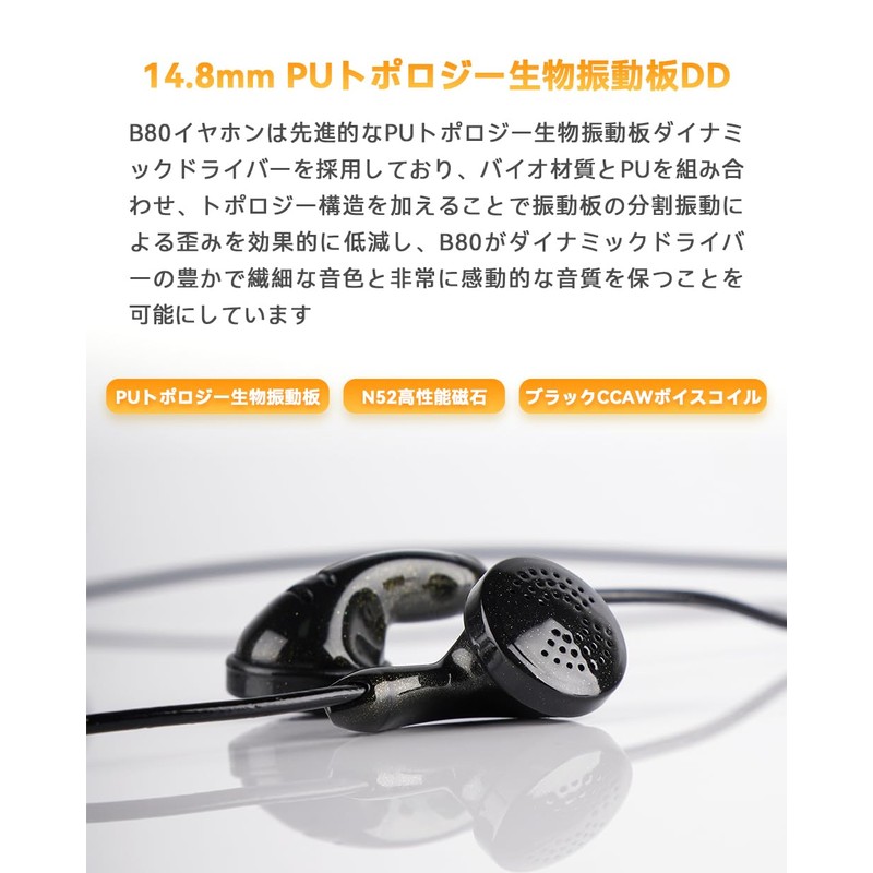 NICEHCK B80 In-Ear Earbuds, 1DD 14.8mm Dynamic Driver hifi Wired