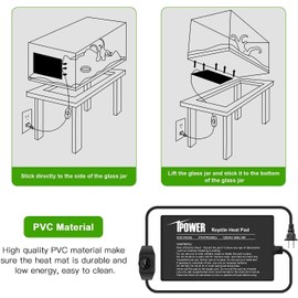 iPower Reptile Heating Pad 4W/8W/16W/24W Terrarium Heater Under Tank Heat Mat for Amphibians and Reptiles Pet, 2-Pack, with/without Adjustable Knob, Multi Sizes