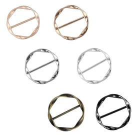 JUNXINSHUN 6 PCS Scarf Clips and Ring T Shirt Clip for Women Fashion Metal Circle Buckle for Clothes Hat Belt Decor