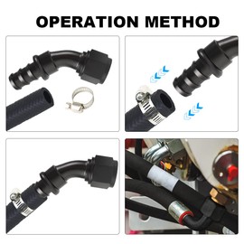 BOLUOYI 4AN 45 Degree Swivel Hose End Fitting for Braided Fuel Line Aluminum Black Rubber Push Lock Swivel Hose End Fitting