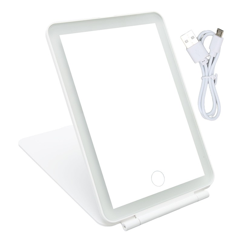 LED Rechargeable Travel Vanity Mirror Folding Portable Lighted Makeup Beauty