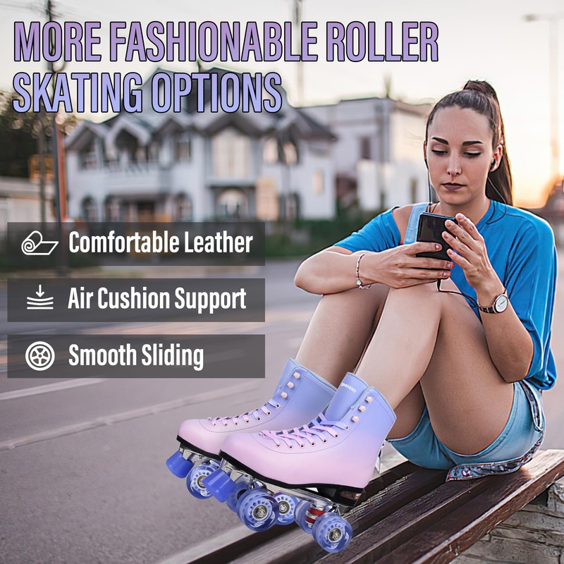 SMOOJOY Quad Roller Skates for Women and Men - PU