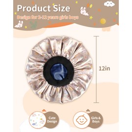 Kids Bonnet, Soft Silk Satin Bonnet for Girls Boys, Double Layer & Wide Elastic Band Kids Sleeping Cap, Adjustable Pink Night Hat for Child Natural Hair Curly Hair (Champagne Bunny)