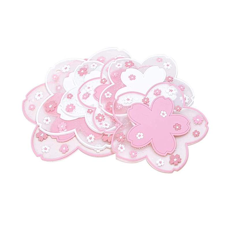 6Pcs Sakura Coaster, BetterJonny Kawaii Coasters for Drinks, Cherry Blossom