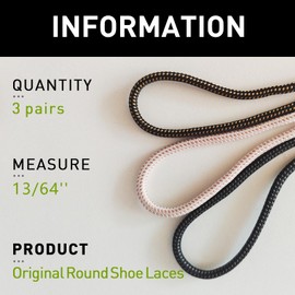 NDTEZUGT 3 Pairs Hiking Shoelaces for Merrell Moab Boots, 13/64'' (5mm) Round Boot Shoe Laces Replacement Strings (Black-Yellow, 54''/140cm)