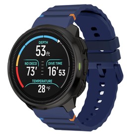 Compatible with SUUNTO Ocean Bands, 20mm, 22mm New Silicone Woven Line Adjustable Replacement Strap Compatible with SUUNTO Smartwatch (Blue, 22mm Size Band)
