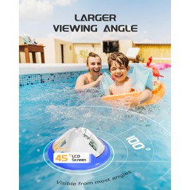 BALDR Dual-Screen Pool Thermometer with Ultra-Bright Display | Rechargeable Floating Thermometer | High-Accuracy Waterproof Design | 300° Viewing Angle & Big Numbers (Dark Blue)
