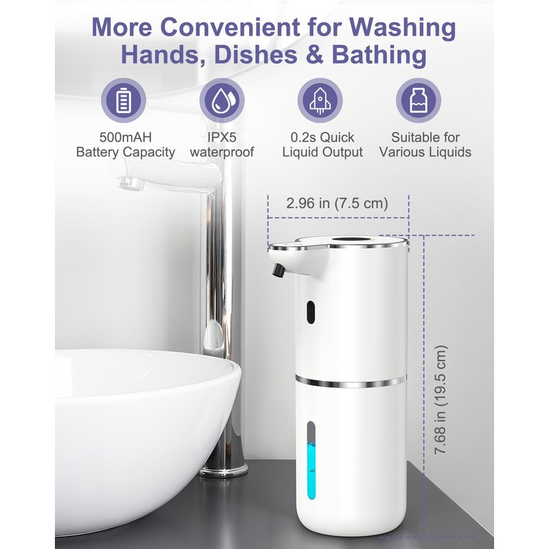OQIMAX Automatic Soap Dispenser with Sensor, No Touch Electric Foam