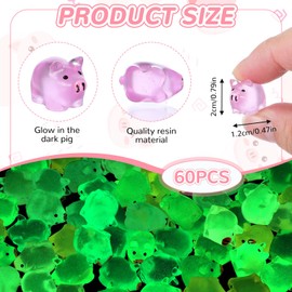 AOZUO Pack of 60 Tiny Luminous Mini Resin Pig Decoration, Lucky Pigs Mini Resin Animals Small Figures Pig in the Dark Mini Resin Figures Pig Mini Pigs for Garden Dollhouse