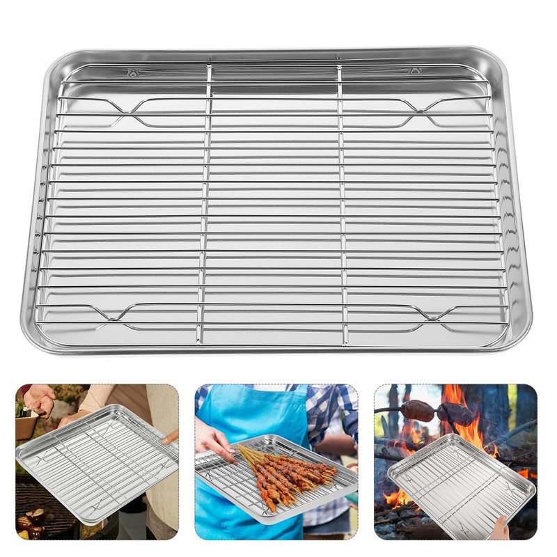 Baking Pan Nonstick 2 Pieces/Set Rectangular Baking Tray Stainless Steel