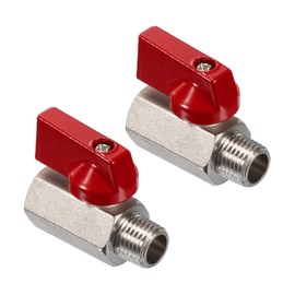 PATIKIL 1/4 NPT Mini Ball Valve Pack of 2 NPT Female Plug Shut-off for Pipe Connector Red