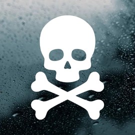 Minglewood Trading White | 2-Pack Skull and Crossbones 1.75w x 2.5h inches Vinyl Decals | Death's Head | Skeleton | Pirate | Die Cut Sticker