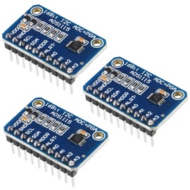 AOICRIE 3pcs ADS1115 16 Bit 16 Byte 4 Channel I2C IIC Analog-to-Digital ADC PGA Converter with Programmable Gain Amplifier High Precision ADC Converter Development Board for Raspberry Pi Pre-Soldered