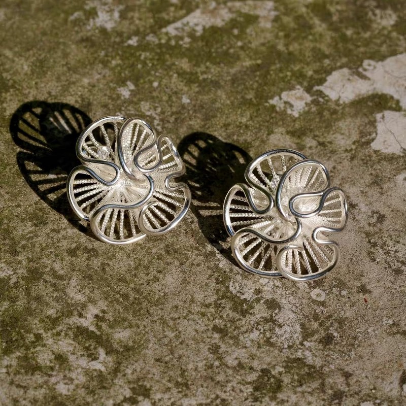 Aretes de Plata para Mujer 925 Flores Niña Pendientes Stud