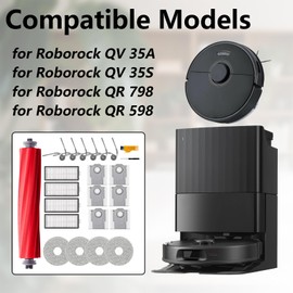Homruich 21-Stück Zubehör Set für Roborock QV 35A, QV 35S, QR 798, QR 598 Staubsauger Ersatzteil, 1 Hauptbürste,4 Wischtücher, 4 Filter, 6 Staubbeutel,6 Seitenbürsten. für Roborock QV Accessories