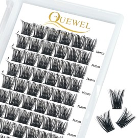 QUEWEL Lash Clusters, 144 Pcs DIY Lash Extensions Mix 10-18mm Natural Look Eyelash Clusters Clear Thin Band Lash For DIY Lash Clusters at Home(FD-QU43)
