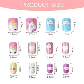 48 Pcs Kids False Nails Fake Nails Press on Nails for Girls Lovely Gift for Kids Little Girls Nail Art Decoration (Animal Theme)