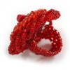 Avalaya 40mm Diameter/Scarlet Red Glass Bead Daisy Flower Flex Ring/Size