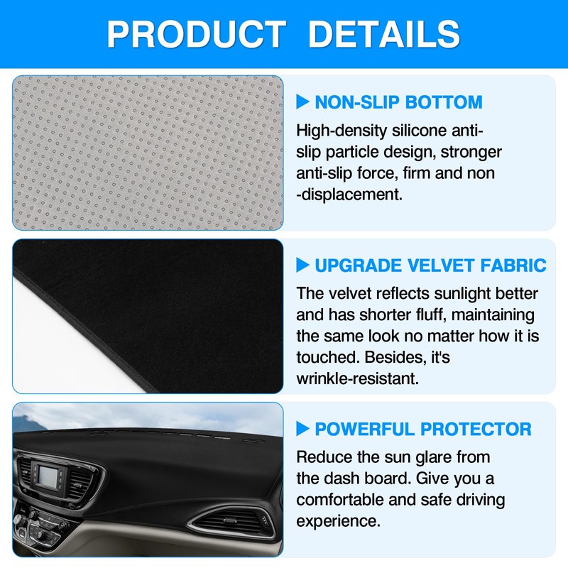 Autorder Dashboard Cover Mat for 2017-2020 2021 2022 Chrsyler Pacifica