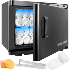 DEPFALL Hot Towel Warmer, Professional 23L Large Capacity Hot Towel Cabinet, 2-in-1 Spa Towel Warmers for Facials, Barber, Salon, Esthetician, Upgrade Fast Heating Aluminum Interior, Black