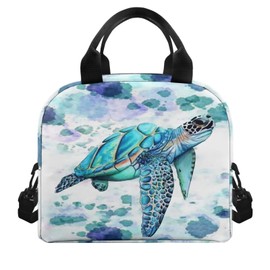 Showudesigns Sea Turtle Lunch Bags for Women Men Soft Cooler Bag Durable Lunch Tote Kit with Thickened Handle Thermal Organizer Hippie Tie Dye Lunch Box White