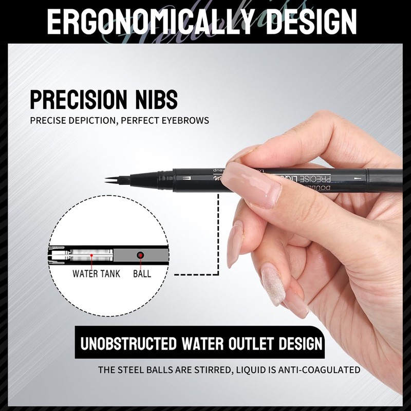 2-Tip Eyebrow Pen, Eyebrow Pencil Dual-Ended Microblading Eyebrow Pen with