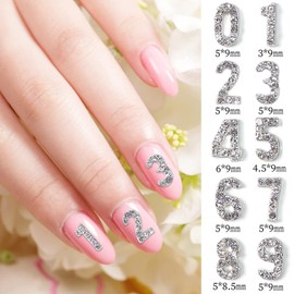 WOKOTO 30pcs Silver Number Nail Charms And Rhinestones (0-9) 3d Number Rhinestones For Nails Luxury Alloy Arabic Numerals Nail Number Charms For Nails Nail Jewelry Gemstones For Nail Art Gems