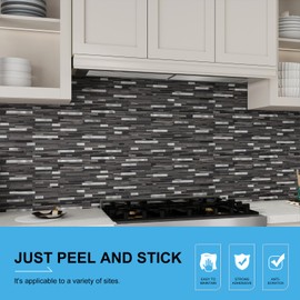 Bainley 10-Sheet Peel and Stick Backsplash, Peel and Stick Tiles PVC Subway Tile Stick on Backsplash for Kitchen Wall