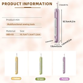 3PCS Plug-in Needle Threaders, 2 in 1 Needle Threader Seam Ripper Tool, Stretchable Remover Needle Threading Tool for Hand Sewing Knitting, Craft Quilting Supplies