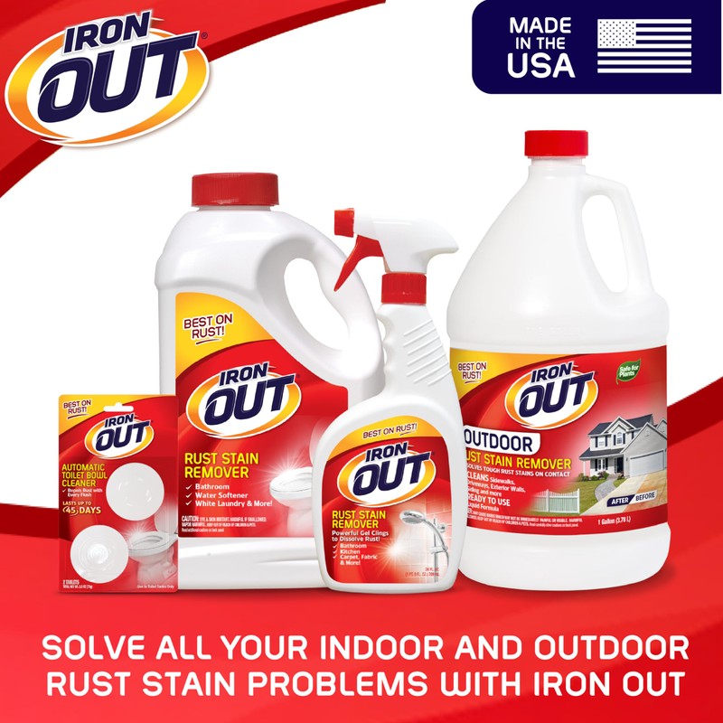 IRON OUT Rust Stain Remover Spray Gel, Removes Rust Stains