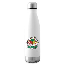 Spreadshirt Magic Rubik's Cube Explosion Insulated Water Bottle, 500 ml, White
