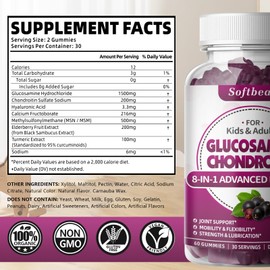 softbear Glucosamine Chondroitin Gummies Sugar Free, Extra Strength Glucosamine Chondroitin MSM with Elderberry & Turmeric Supplement Support Joint & Antioxidant, Elderberry Flavored 120 Count