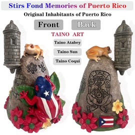JULYSVE Limited Edition Puerto Rico Souvenirs, Puerto Rican Coqui with Sound, Boricua Themed Atabey Taino Goddess, Coqui Taino Sun Symbol, Old San Juan Garita Morro Taíno Art, Battery Not Included