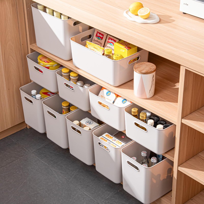 GUMEIGODA Plastic Storage Bins with lids,Storage Baskets,Container with handle,Storage Organizer