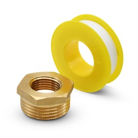 DOJA Barcelona Reducer brass + Teflon, 1/2 inch x 3/8 inch, reducer external thread, reducing sleeve for air, water, gas, fuel, oil or tap to ensure pipe circulation