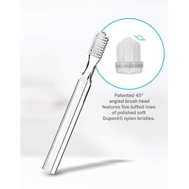 Supersmile New Generation Toothbrush w/ Patented 45° Soft Nylon Bristles - Whitening Tooth Brush w/ Ergonomic Handle Guarantees ADA Recommended Brushing Angle for Adults & Children (Clear)